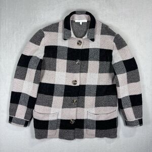 Naked Cashmere Sweater Women's XS Plaid Button Front Cardigan 100% Cashmere